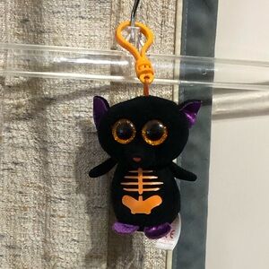 TY Halloweenie Beanie Boos Fangs the Black Bat Key Clip (Glitter Eyes)
